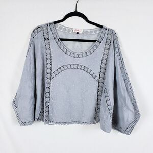 Alythea Festival Hippie Crochet Top Womens M/L Cotton Boho Romantic Lagenlook